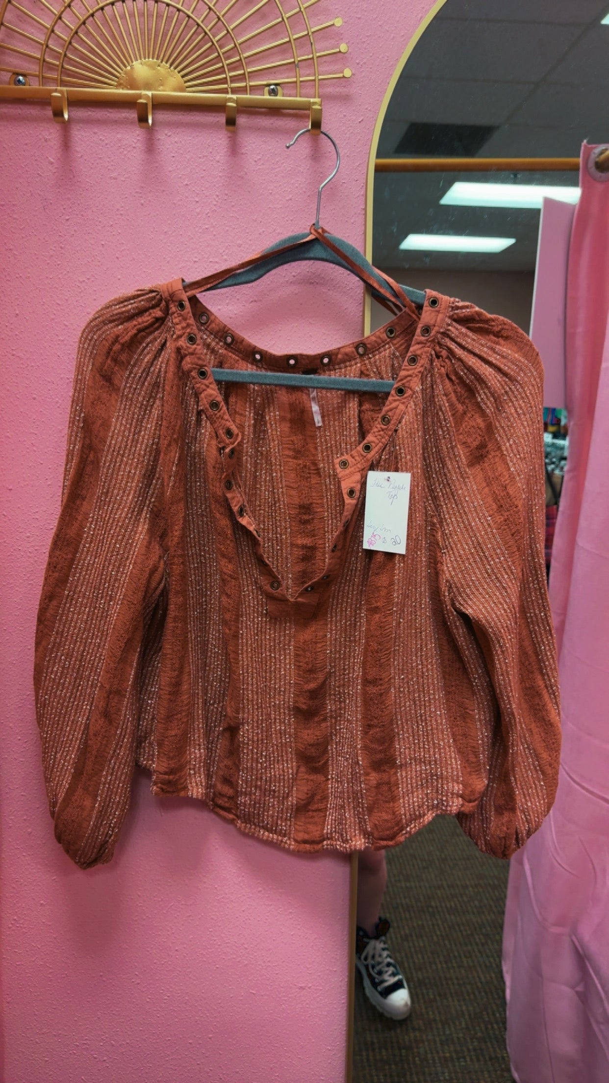 Free People Flowy Orange Top Size Small