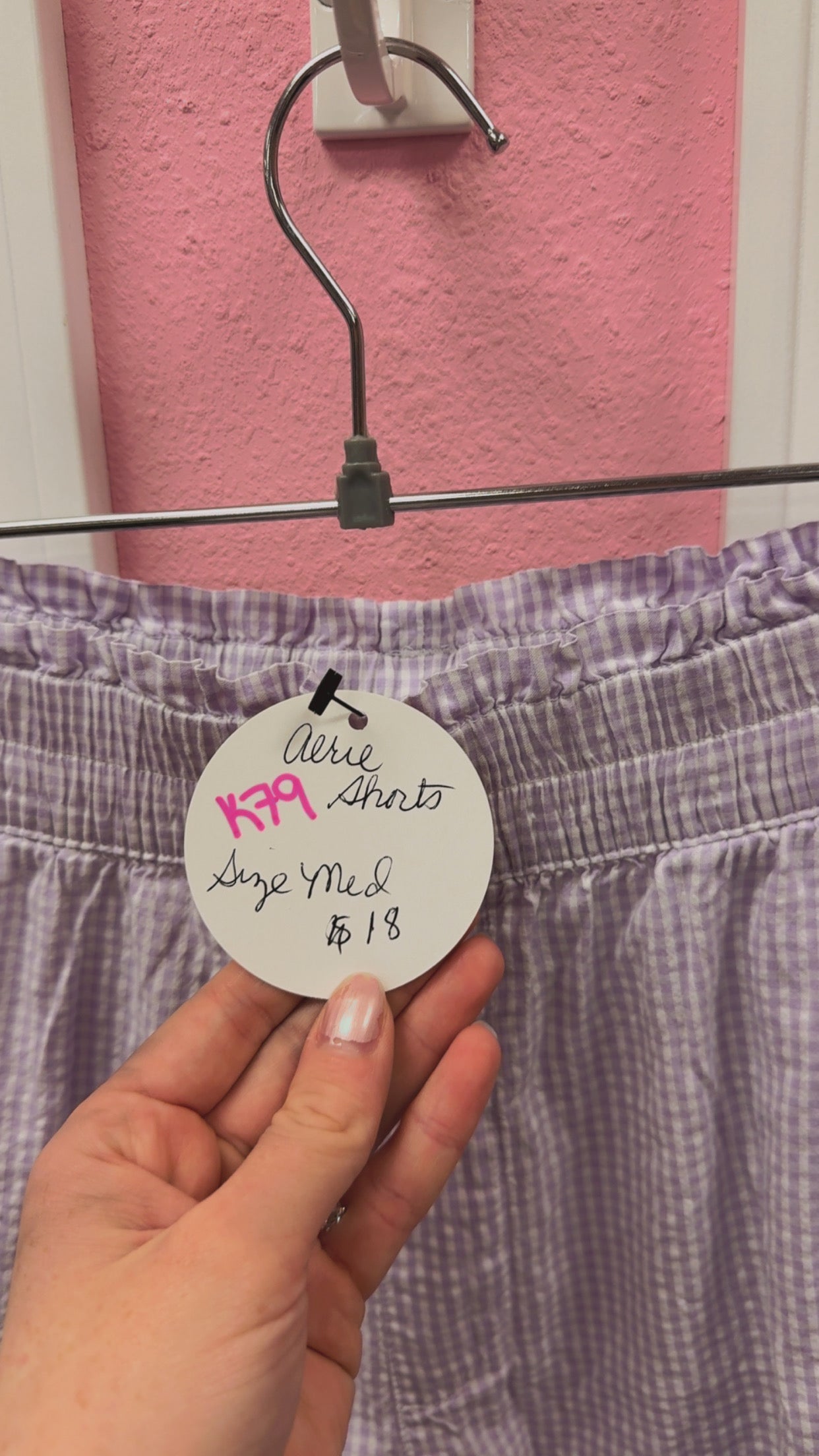 Aerie Gingham Purple Flowy Shorts Size Medium