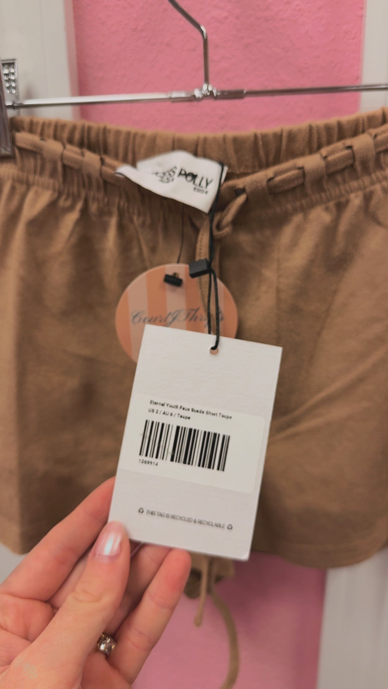 Princess Polly NWT Eternal Youth Faux Suede Short in Taupe Size US 2