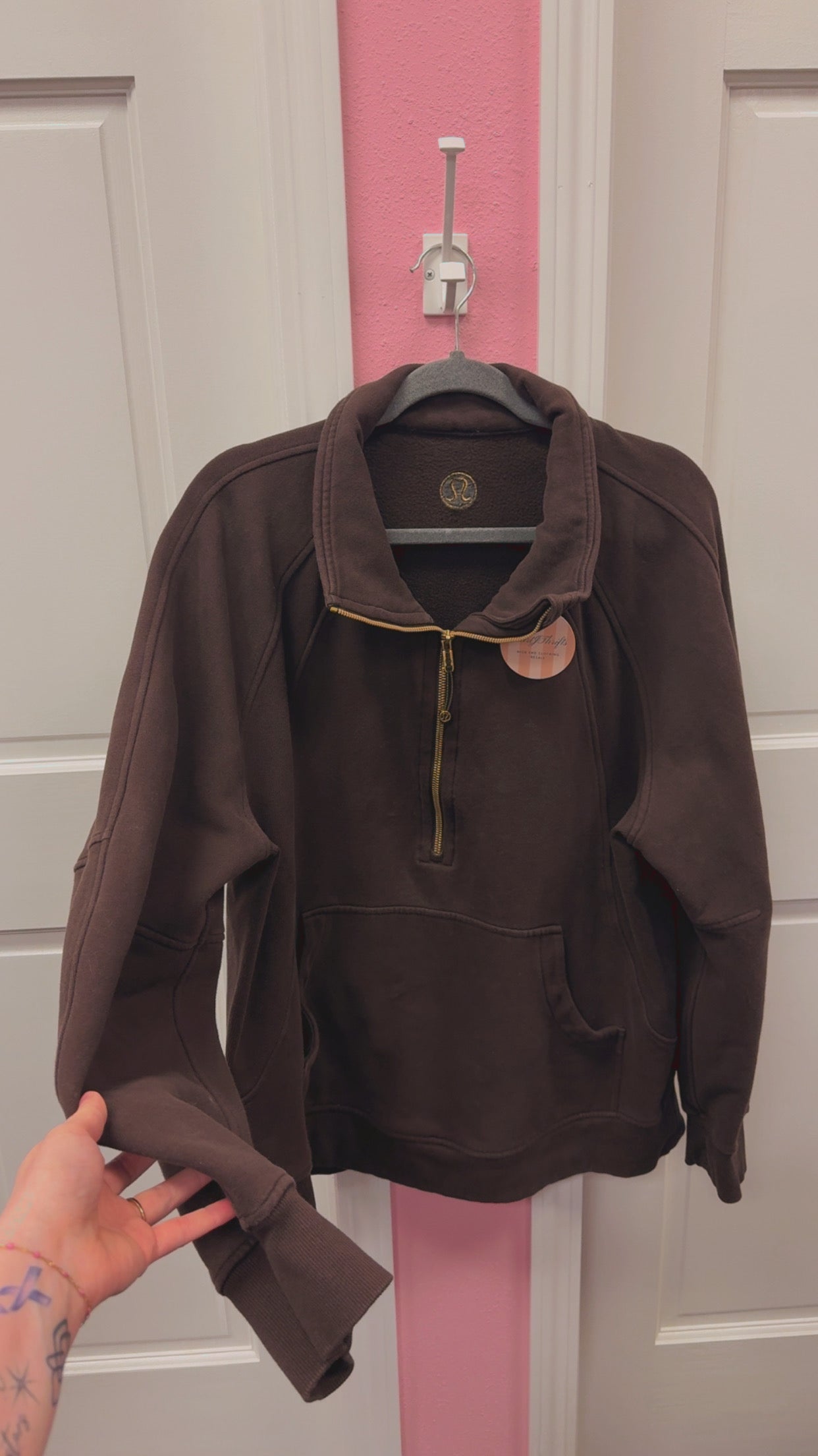 Lulu Scuba Oversized Funnel-Neck Half Zip *Long Size XL/XXL