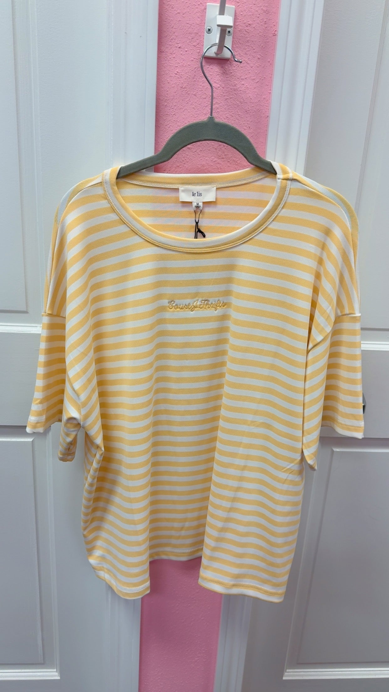 CourtJThrifts Le Lis Embroidered Striped Tee