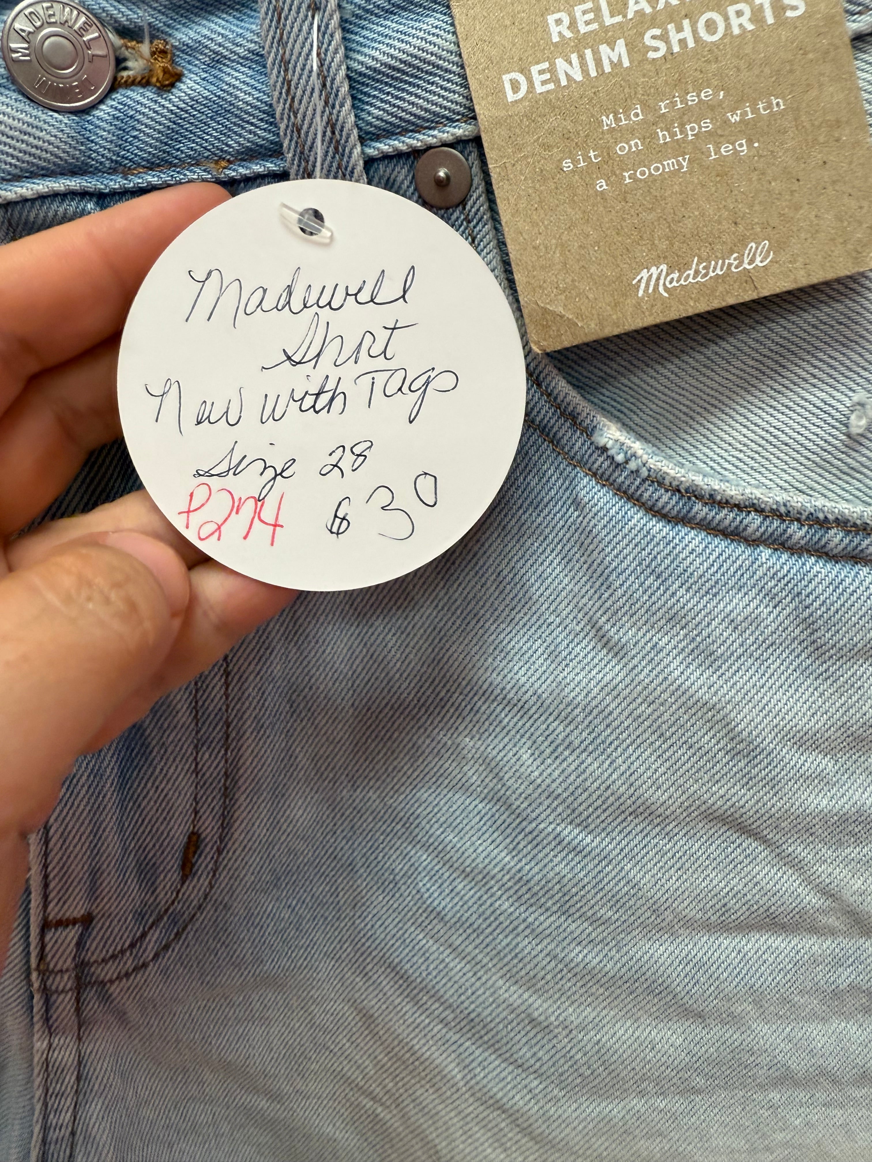 Madewell Relaxed Denim Shorts Size 28 NWT