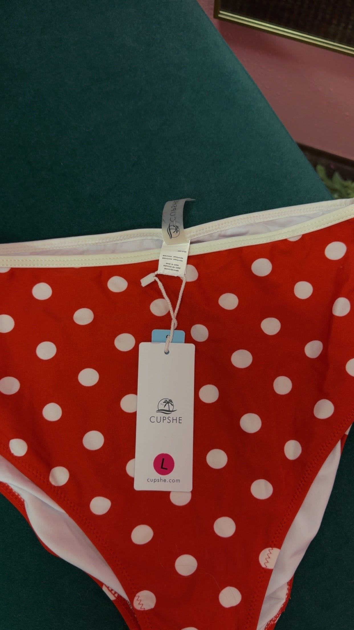 Cupshe NWT Hi-Rise Swim Bottoms Size Large