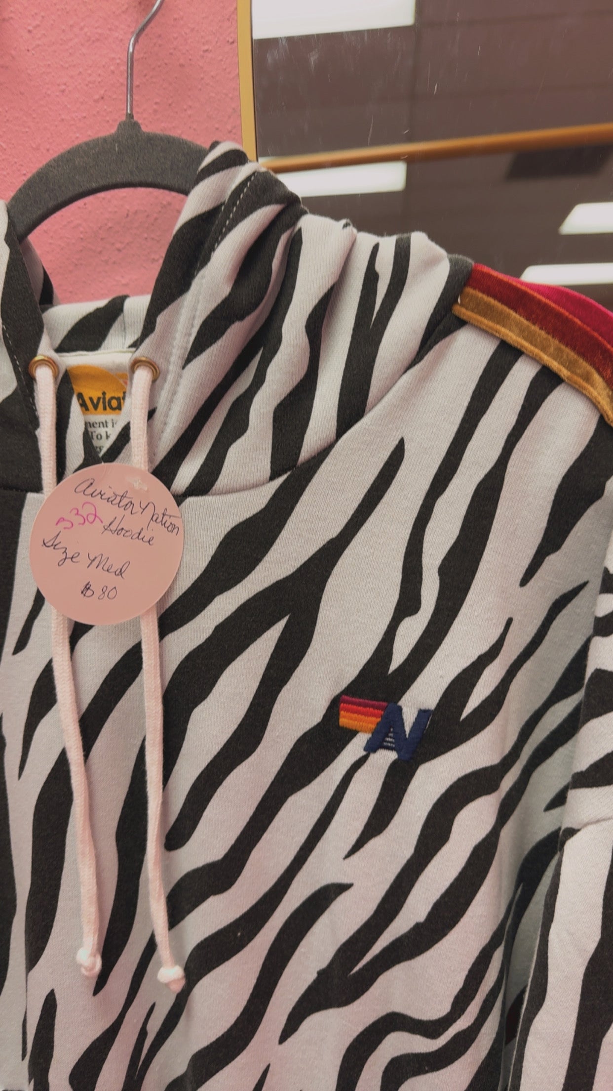 Aviator Nation Zebra Hoodie Size Medium