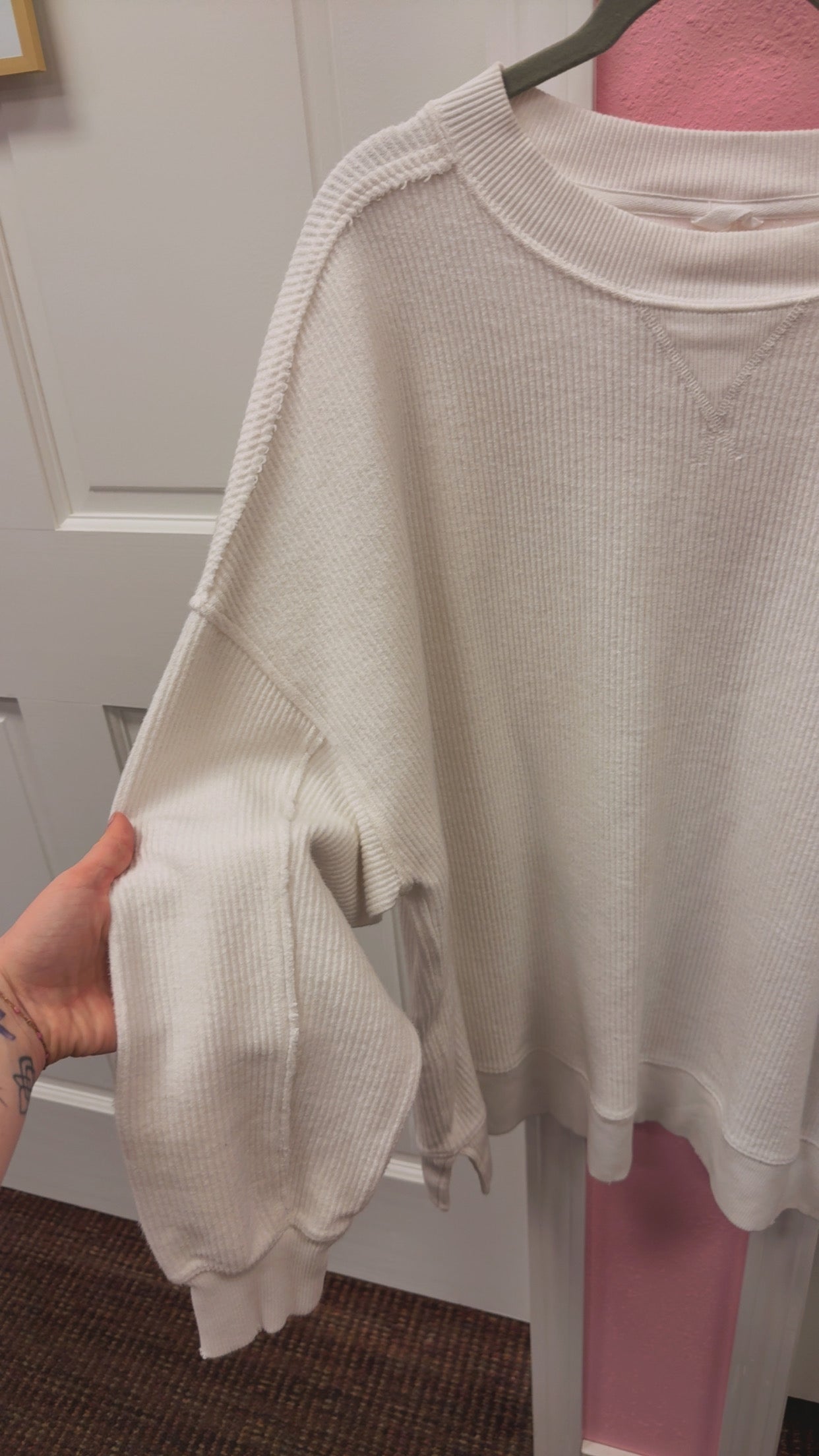 Aerie Corded Ribbed Crewneck Size Medium