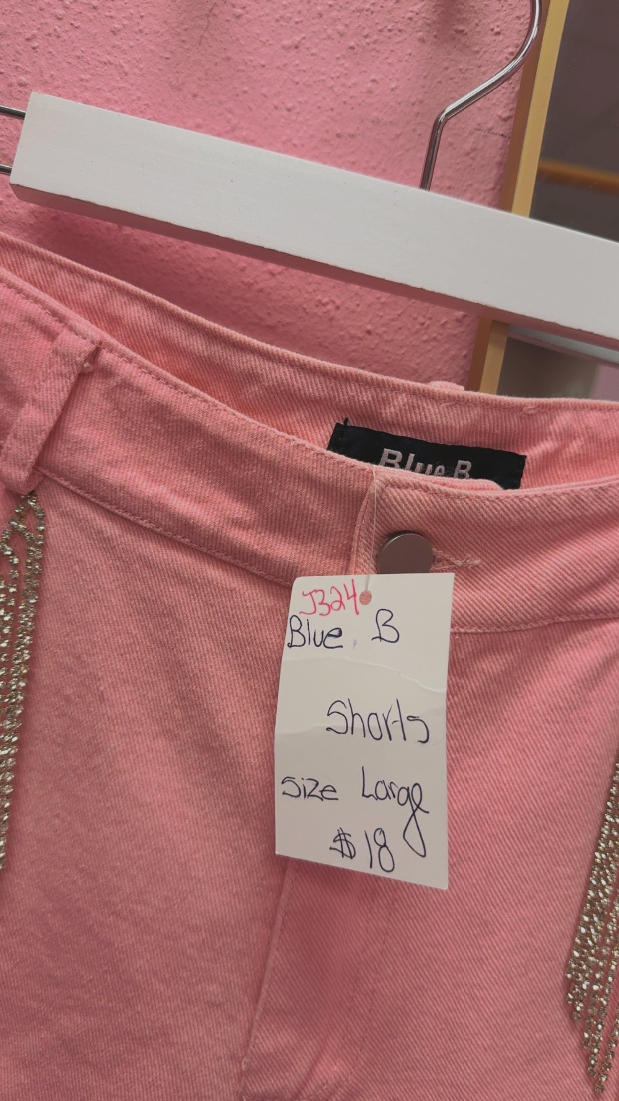 Blue B Rhinestone High Rise Shorts Size Large