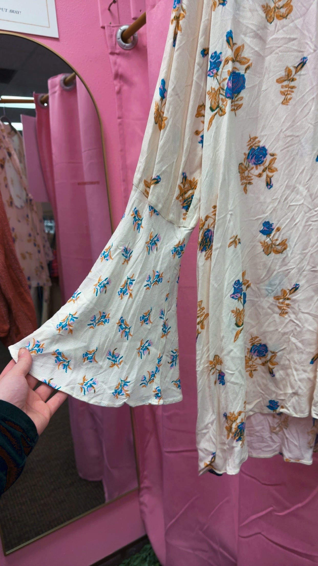Free People Ivory Floral Dress Size Small