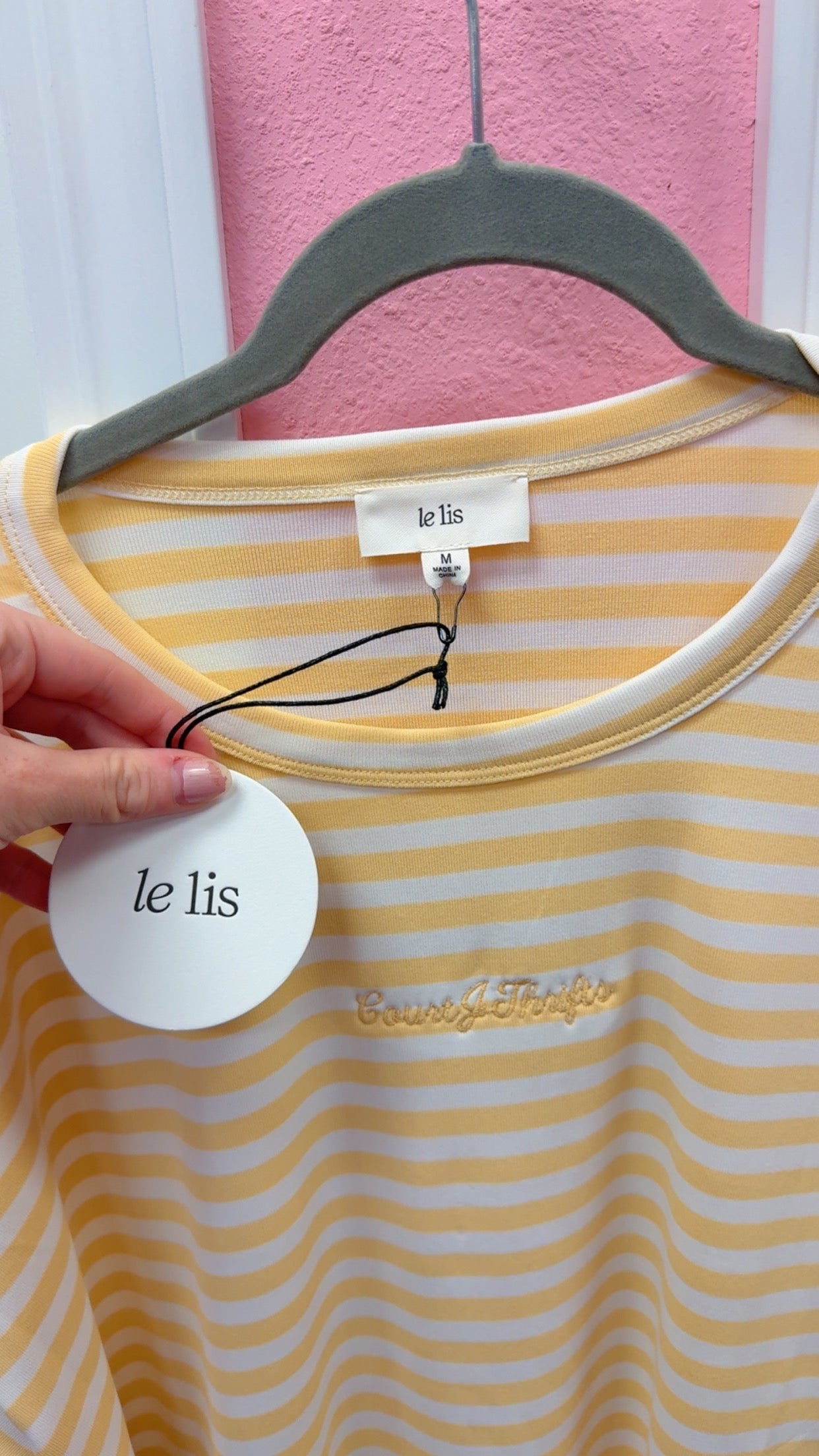 CourtJThrifts Le Lis Embroidered Striped Tee