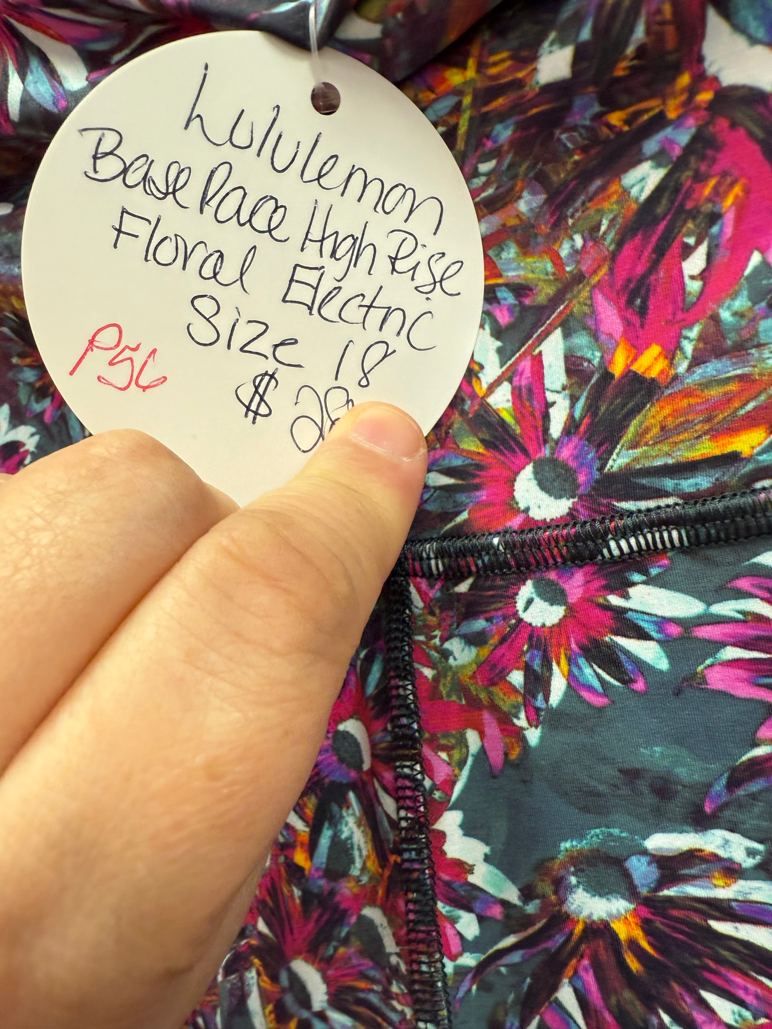 Lululemon Base Pace High Rise Leggings Floral Electric Size 18