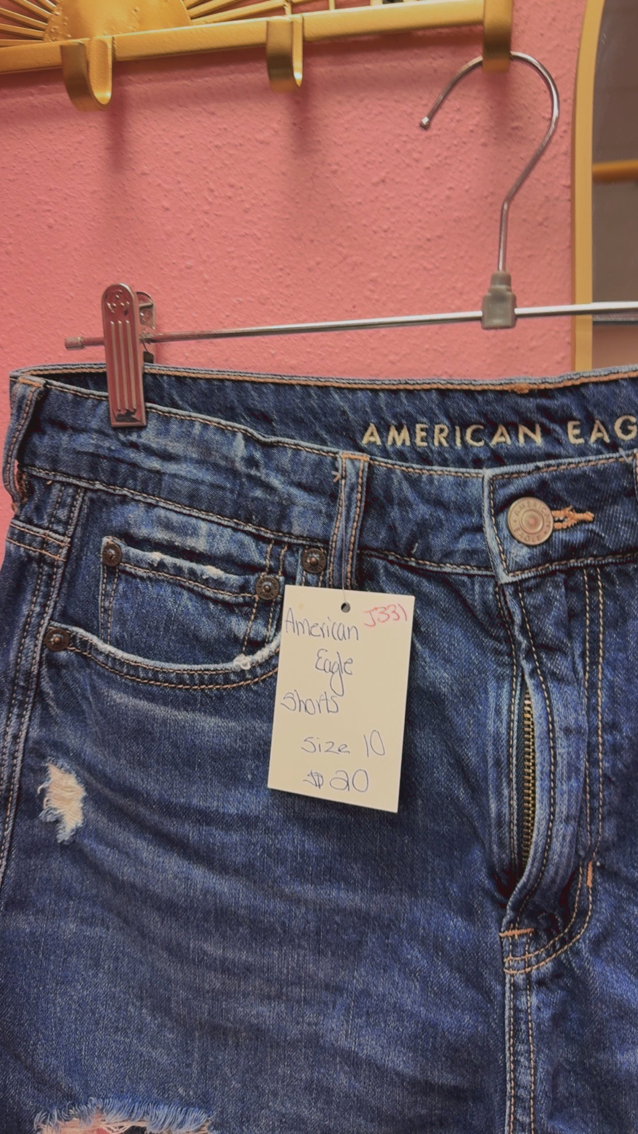 American Eagle Distressed Dark Wash Shorts Size 10