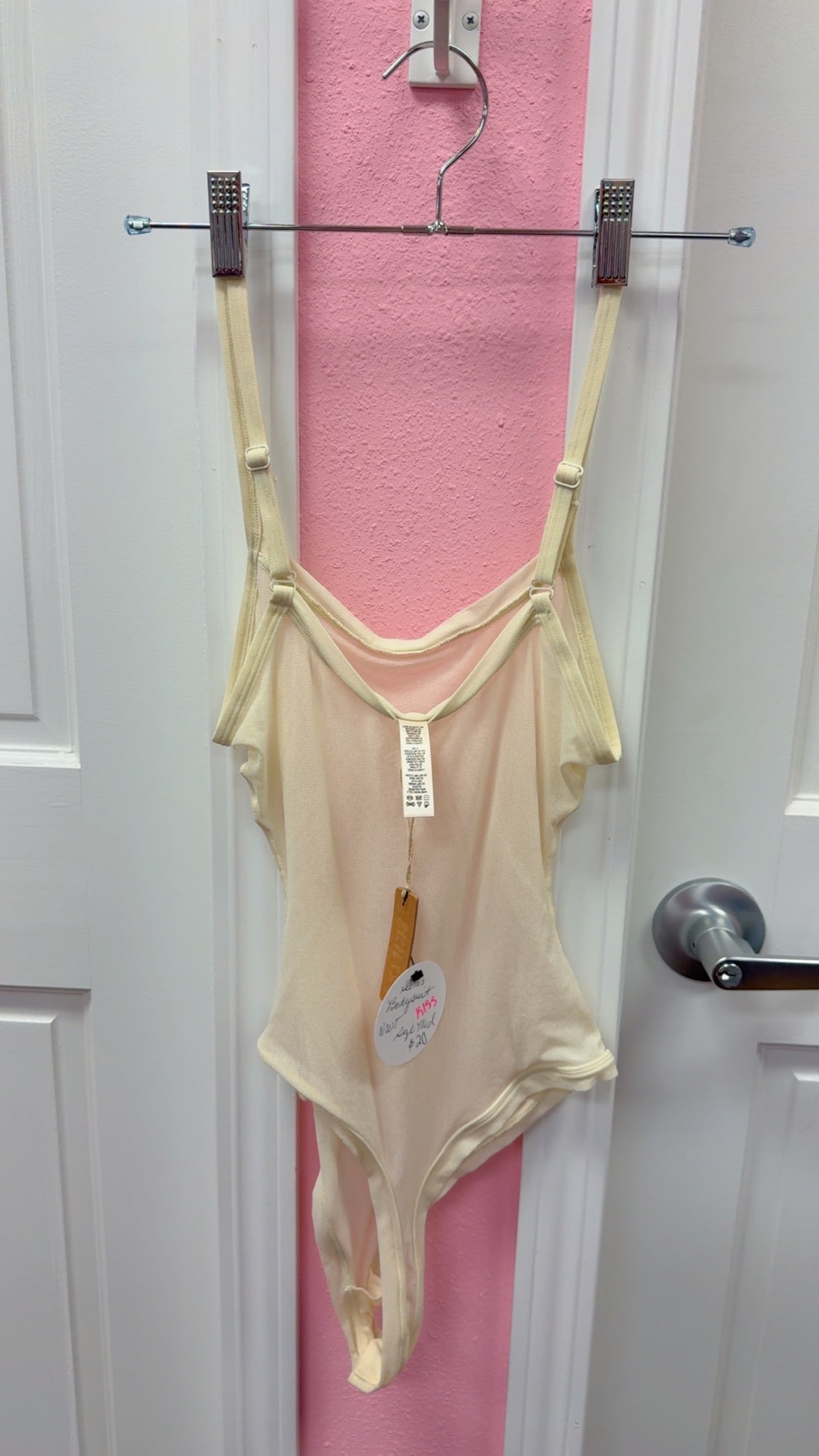 Skims NWT Sheer Bodysuit Color “Bone” Size Medium