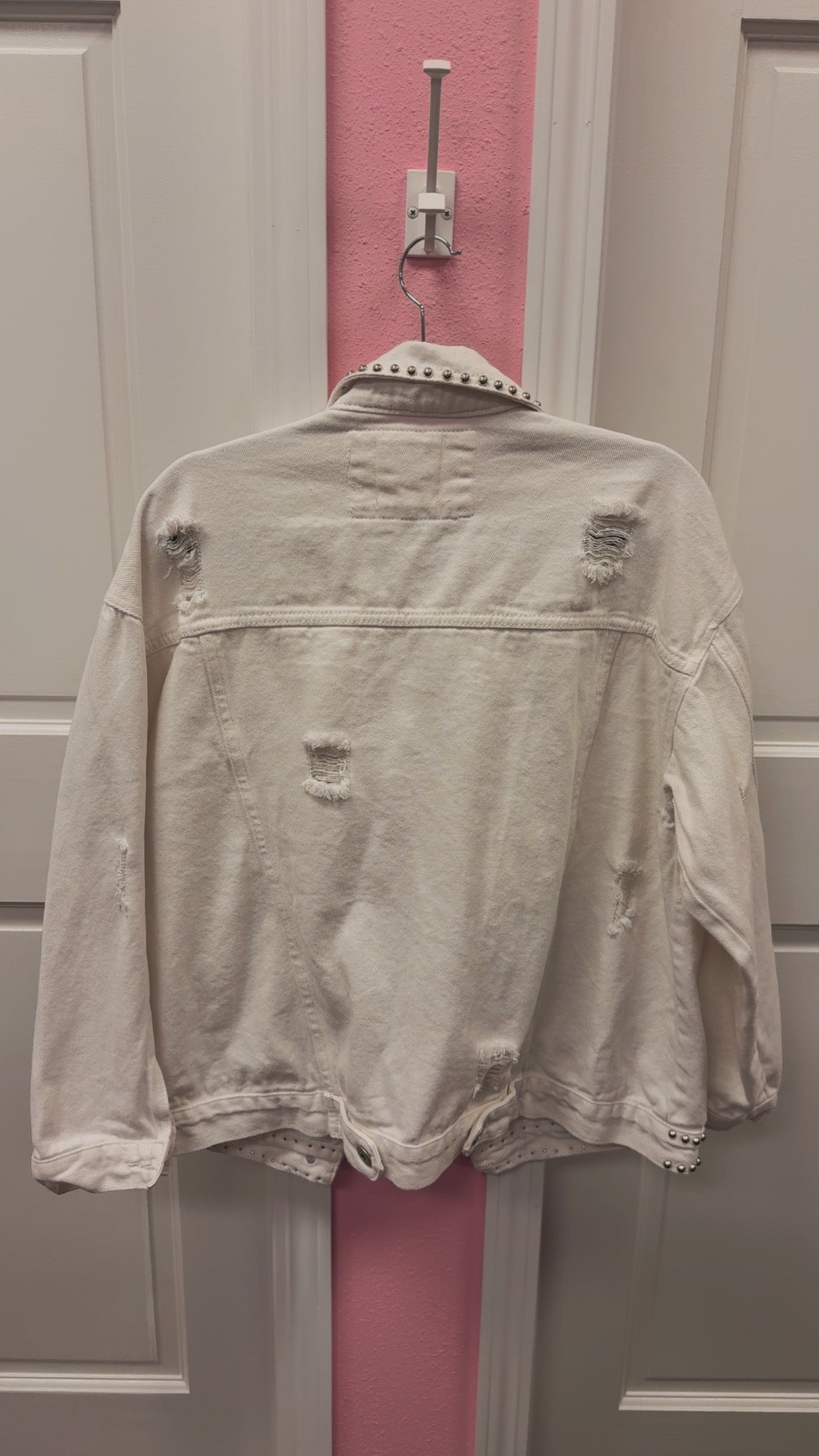Fantastic Fawn Bedazzled Distressed Oversized Jacket Size Small