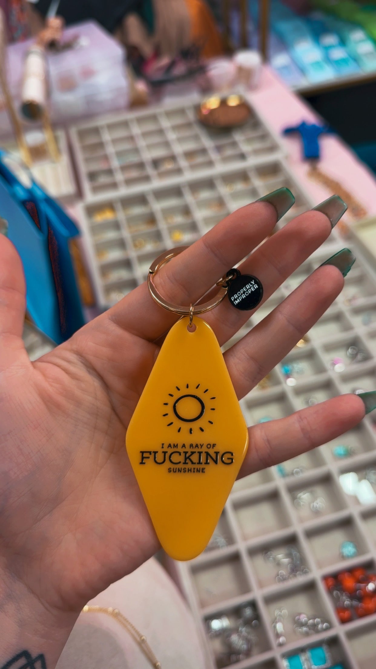 Perfectly Improper Motel Keychain- “I am a ray of F**king sunshine”
