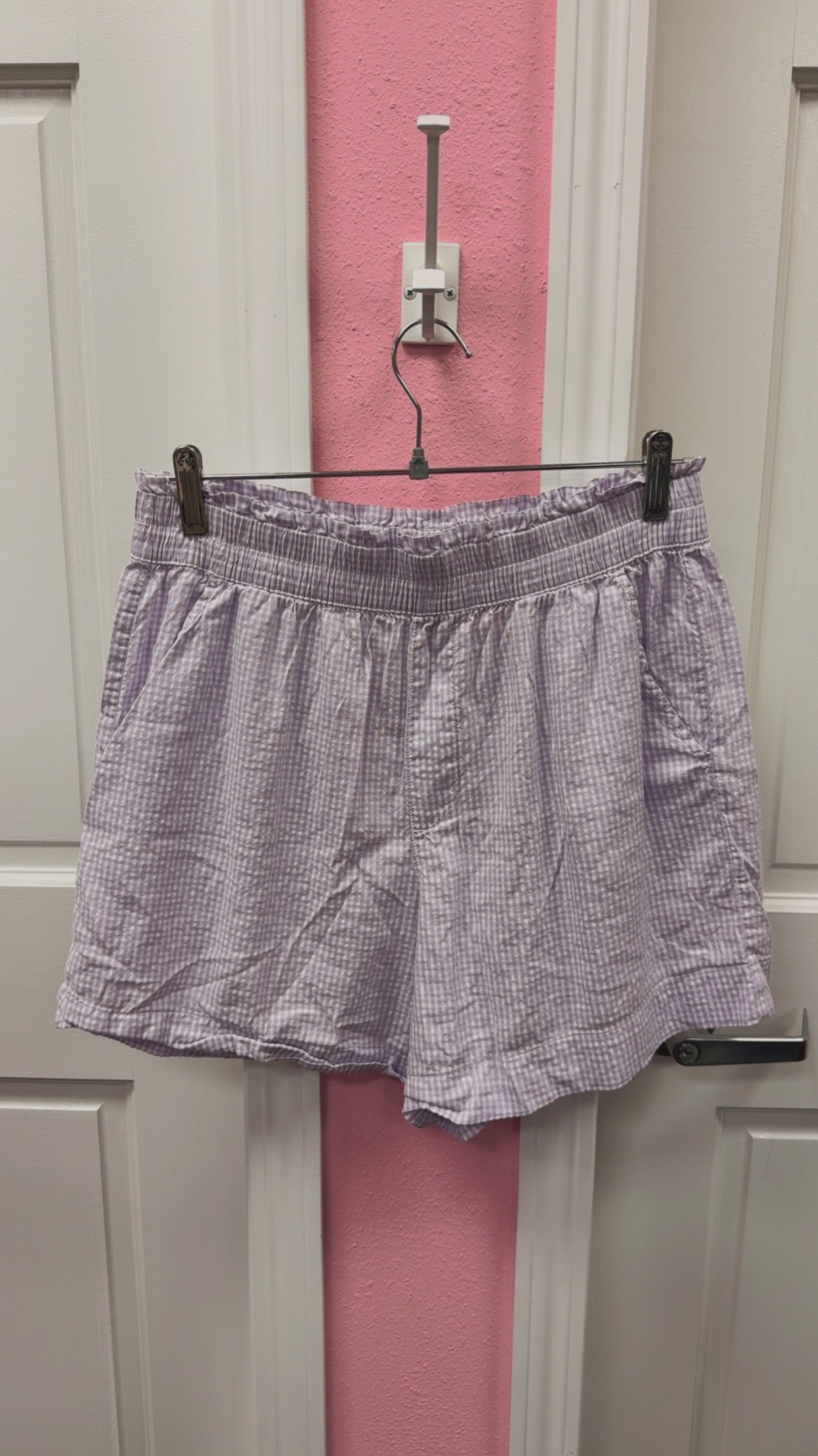 Aerie Gingham Purple Flowy Shorts Size Medium
