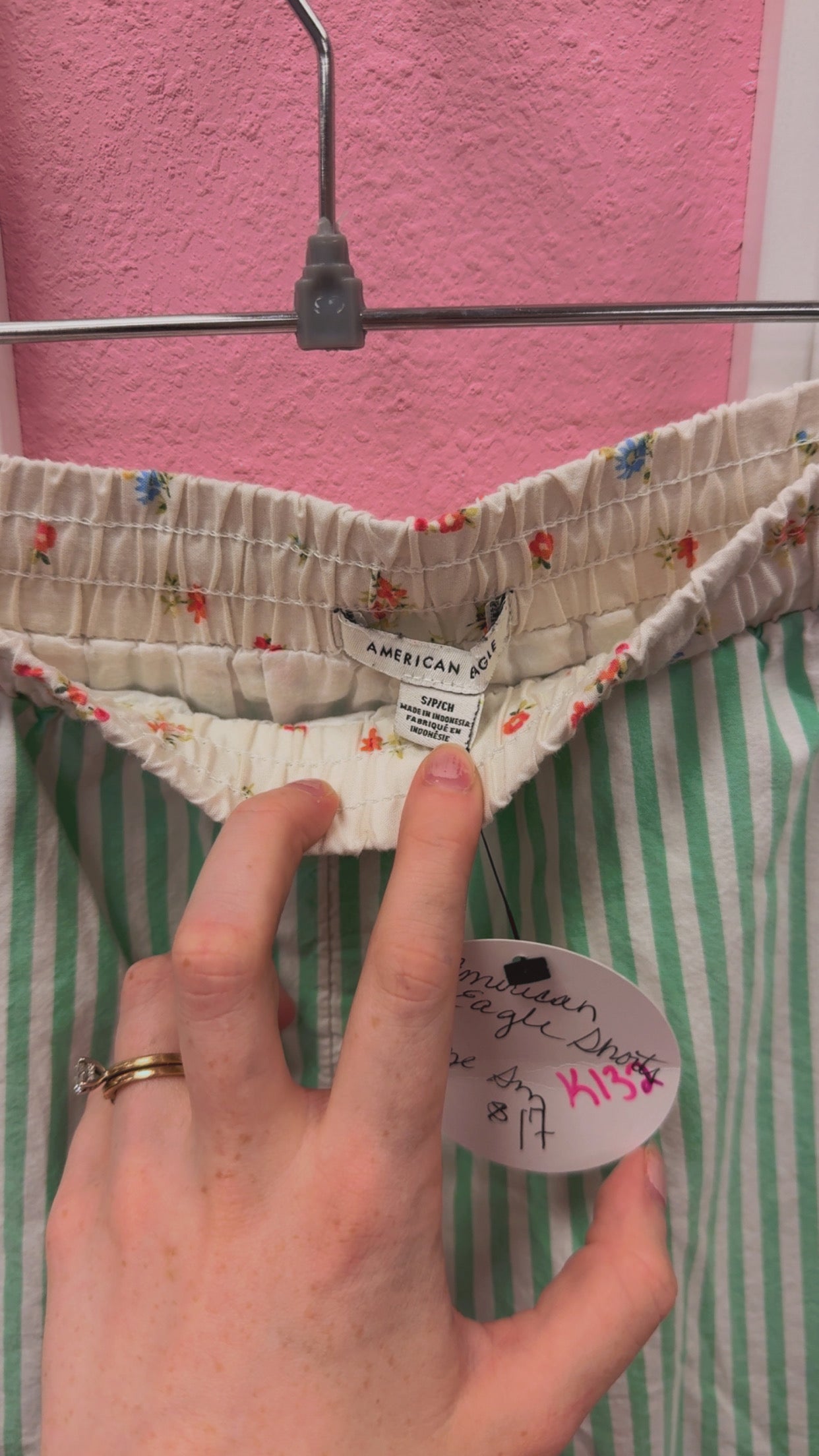 American Eagle Floral + Striped Shorts Size Small