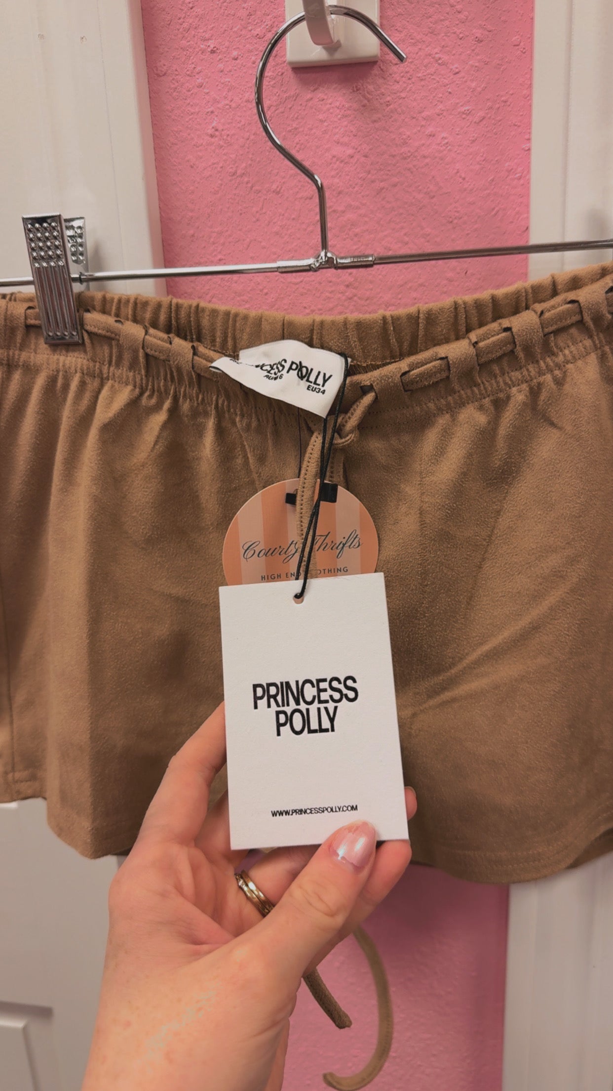Princess Polly NWT Eternal Youth Faux Suede Short in Taupe Size US 2