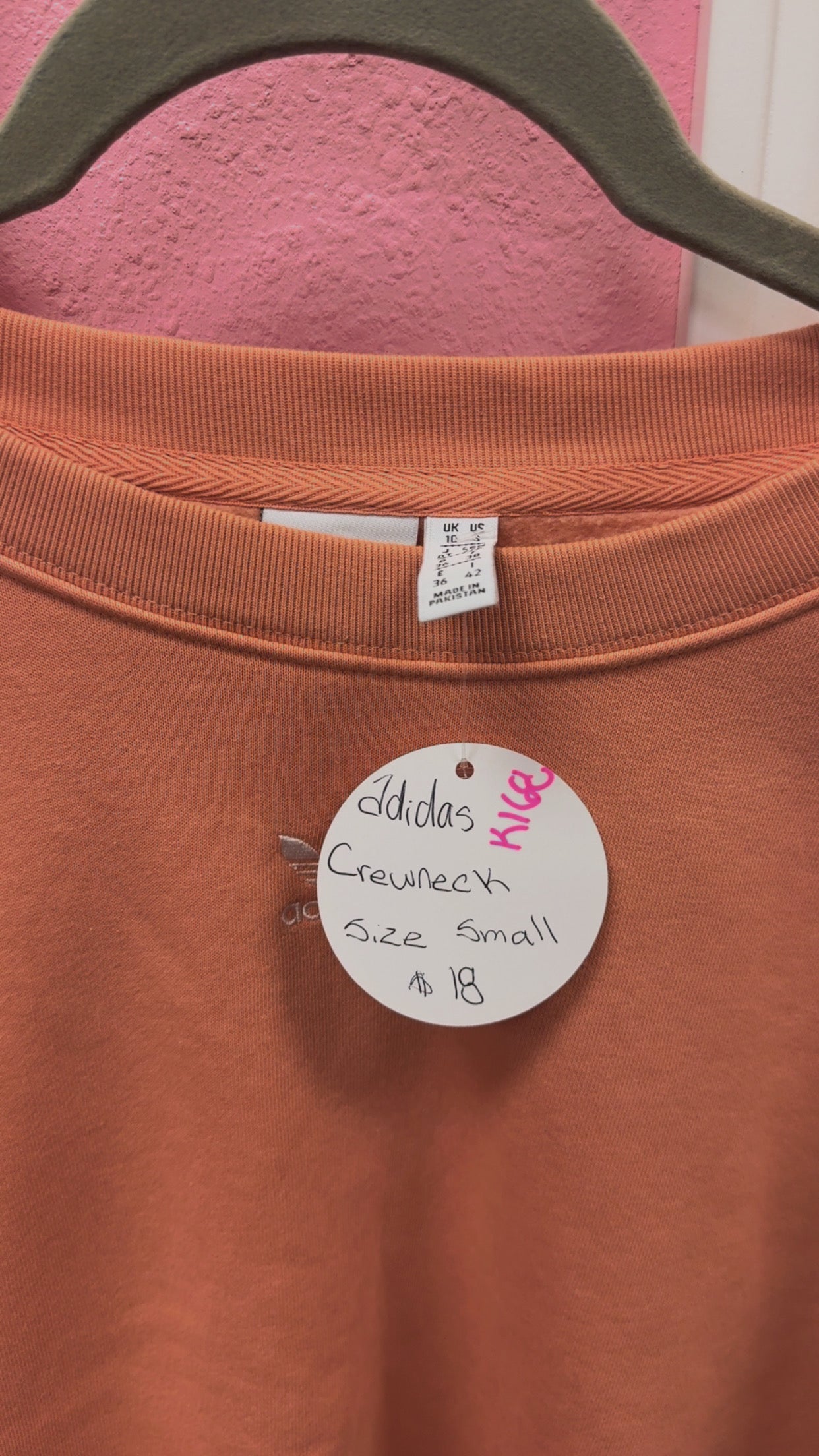 Adidas Peach Crewneck Size Small