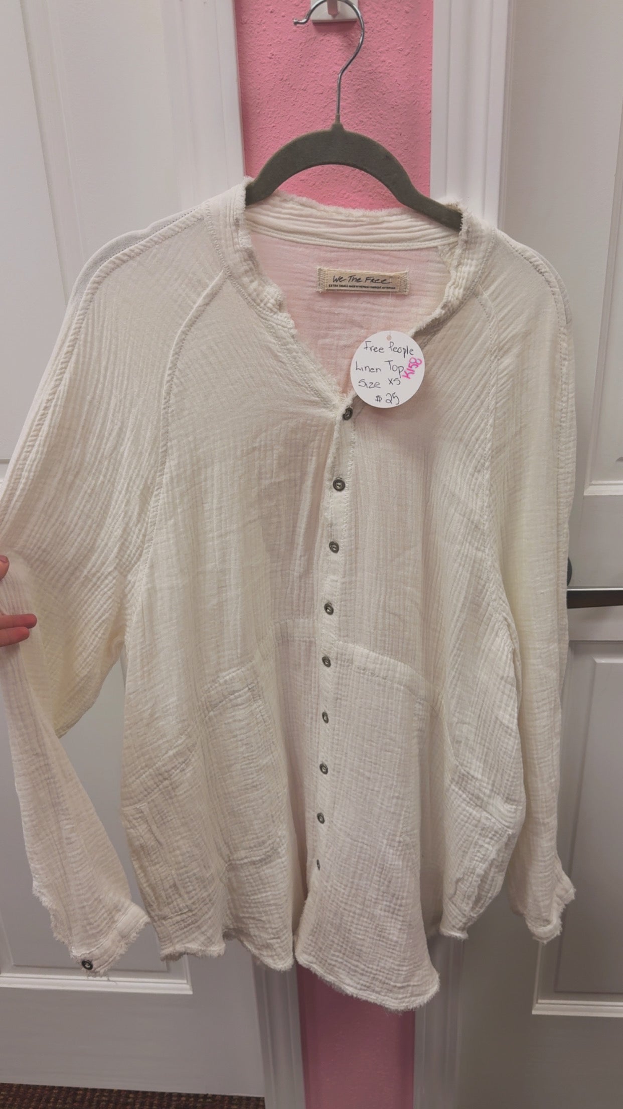 Free People “We The Free” Boho Flowy Linen Style Top Size XS