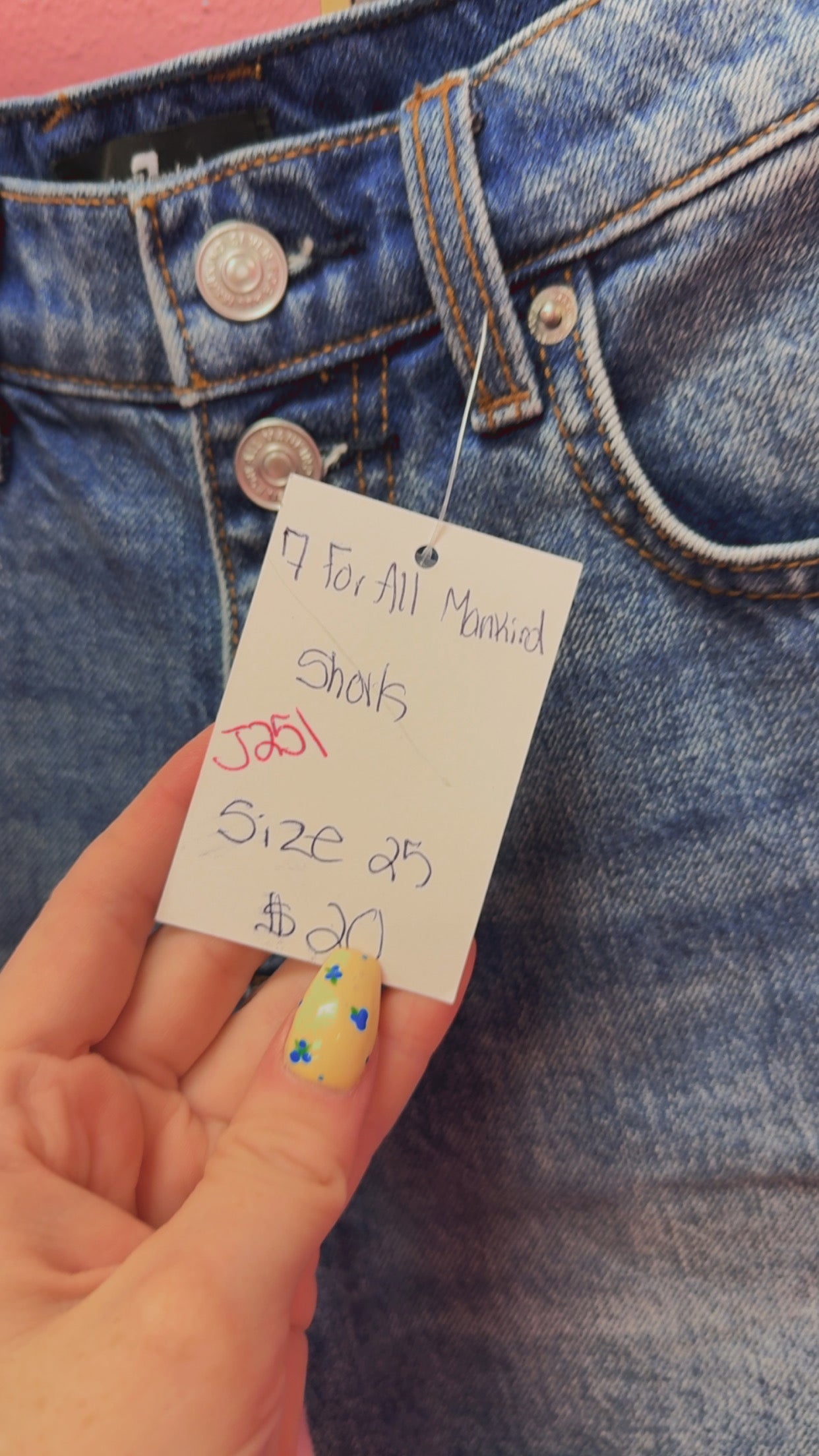 7 For All Man Kind Button Fly Shorts Size 25