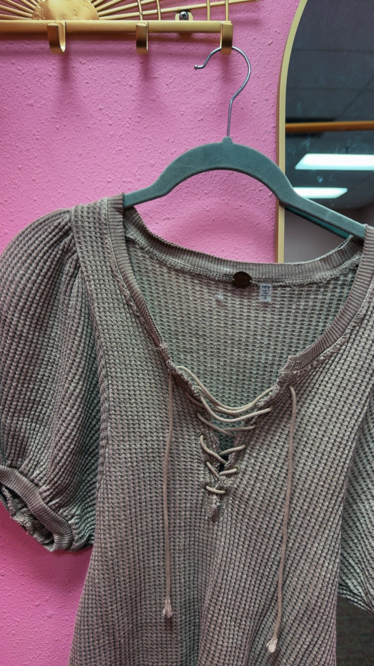 Free People Waffle Knit Top Size XS