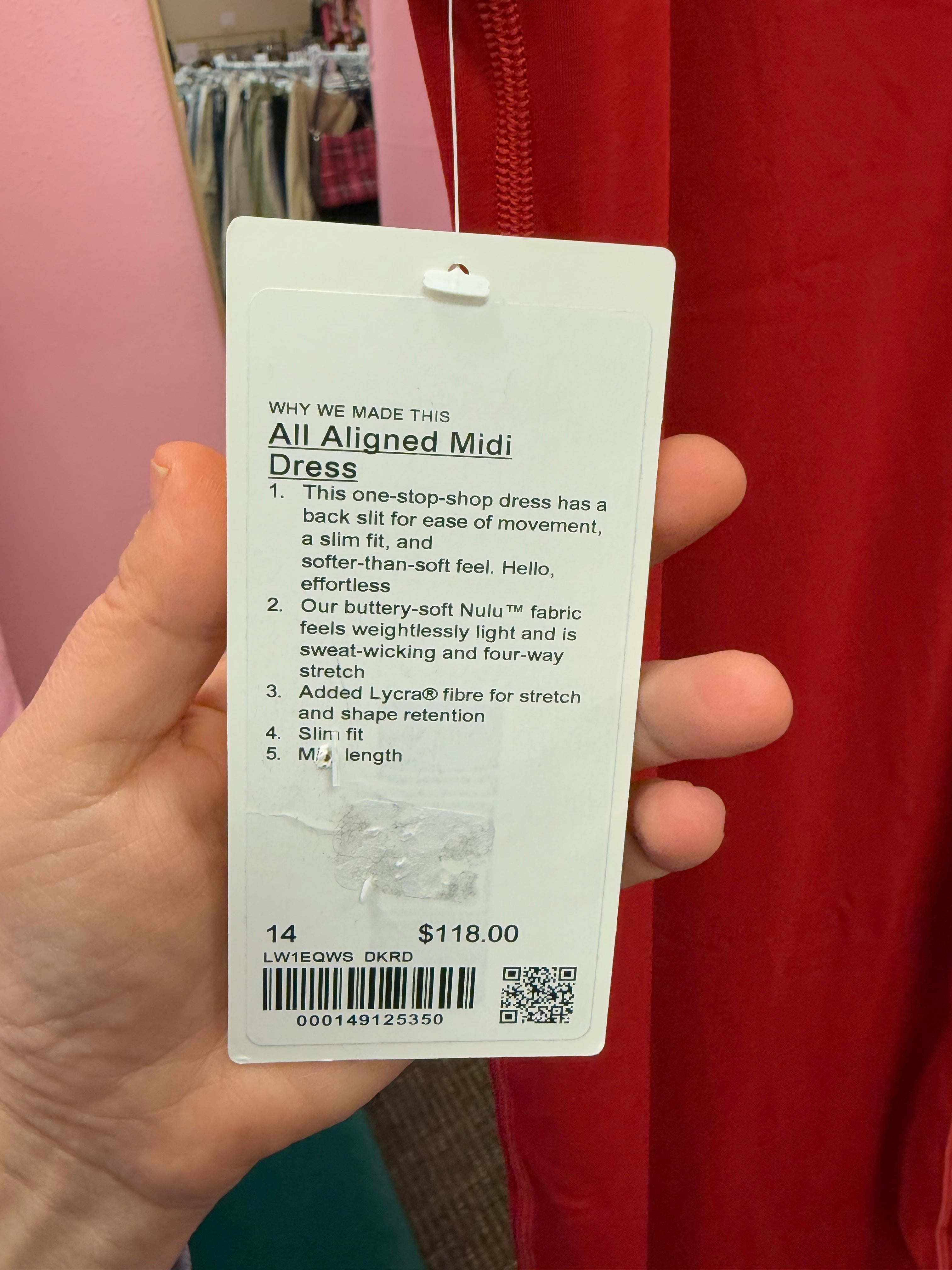 Lululemon NWT “All Aligned MIDI Dress” Size 14