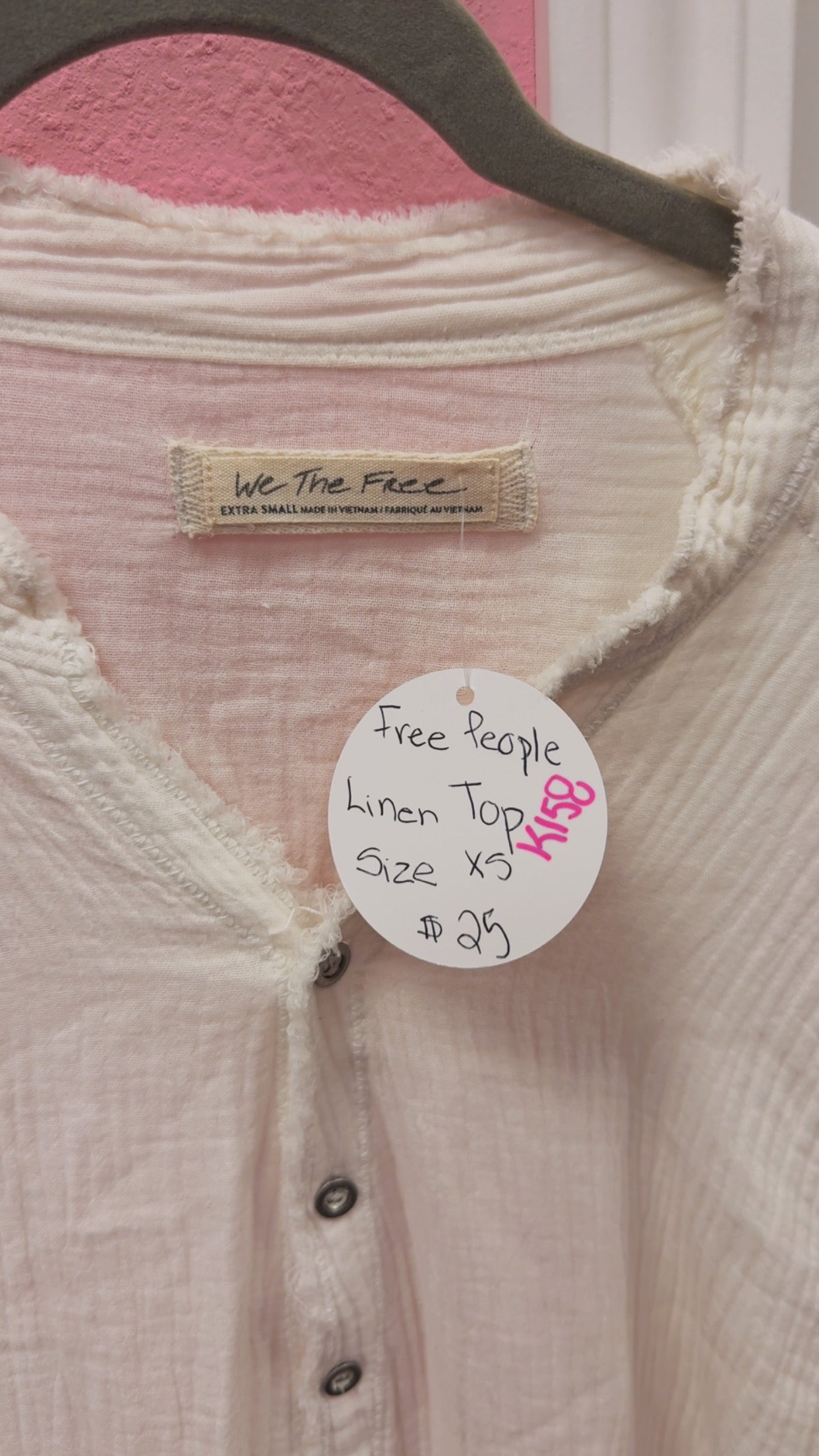 Free People “We The Free” Boho Flowy Linen Style Top Size XS