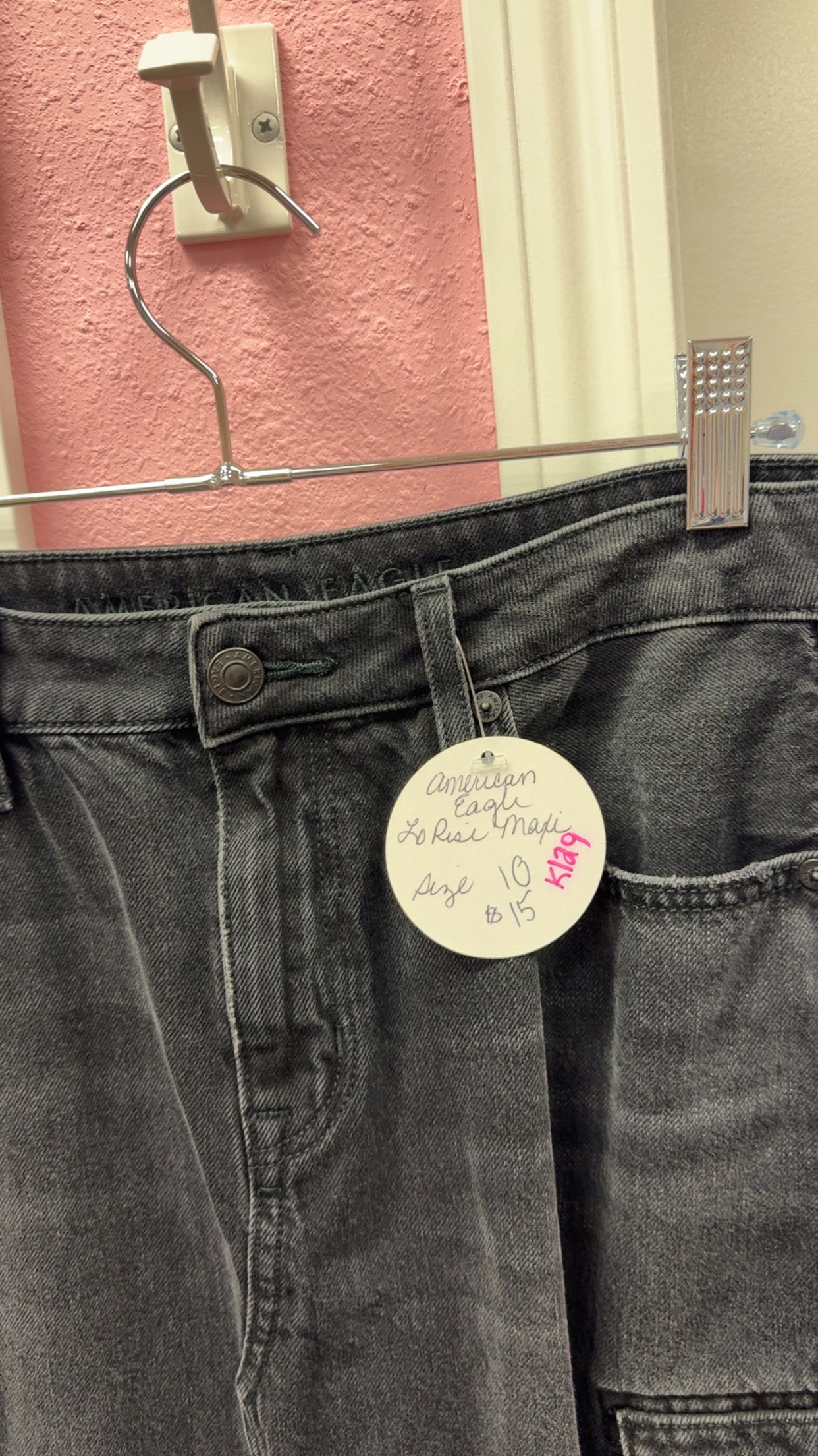 American Eagle Lo-Rise Maxi Cargo Denim Skirt Size 10