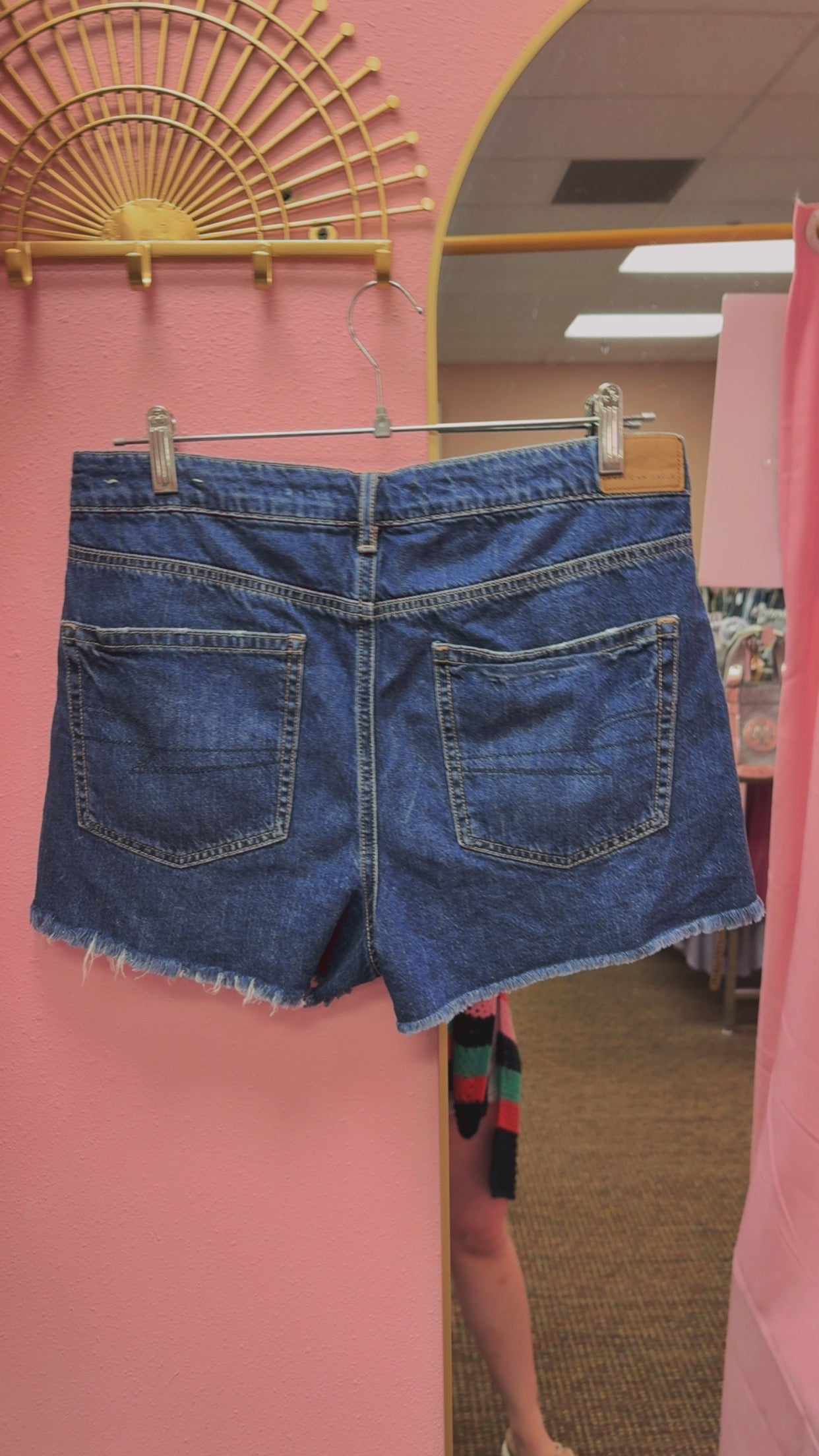 American Eagle Distressed Dark Wash Shorts Size 10