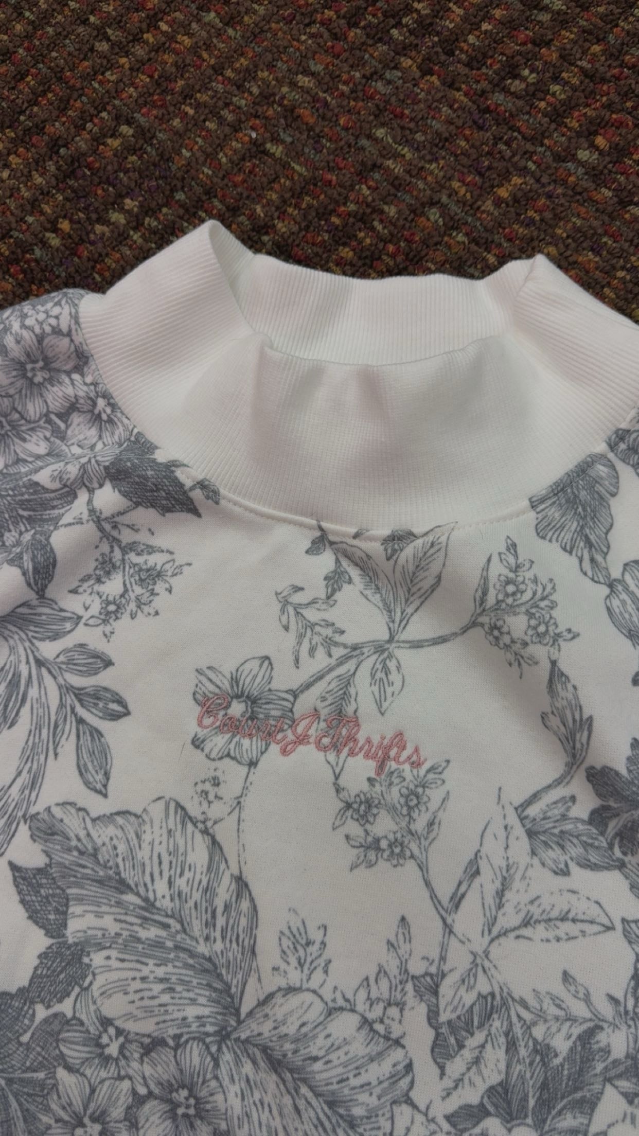 CourtJThrifts Mock Neck Bucketlist Embroidered Sweatshirt