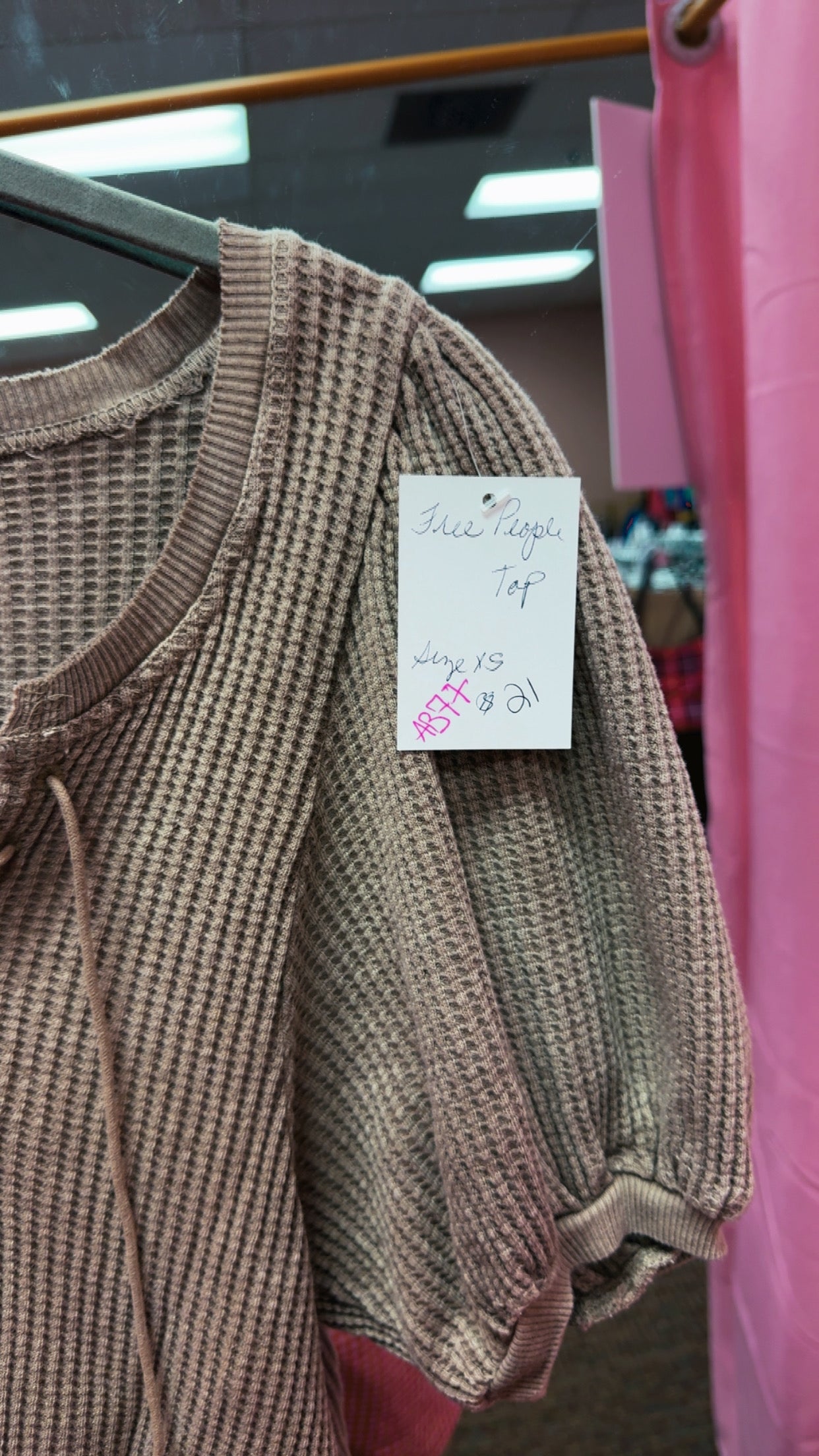 Free People Waffle Knit Top Size XS