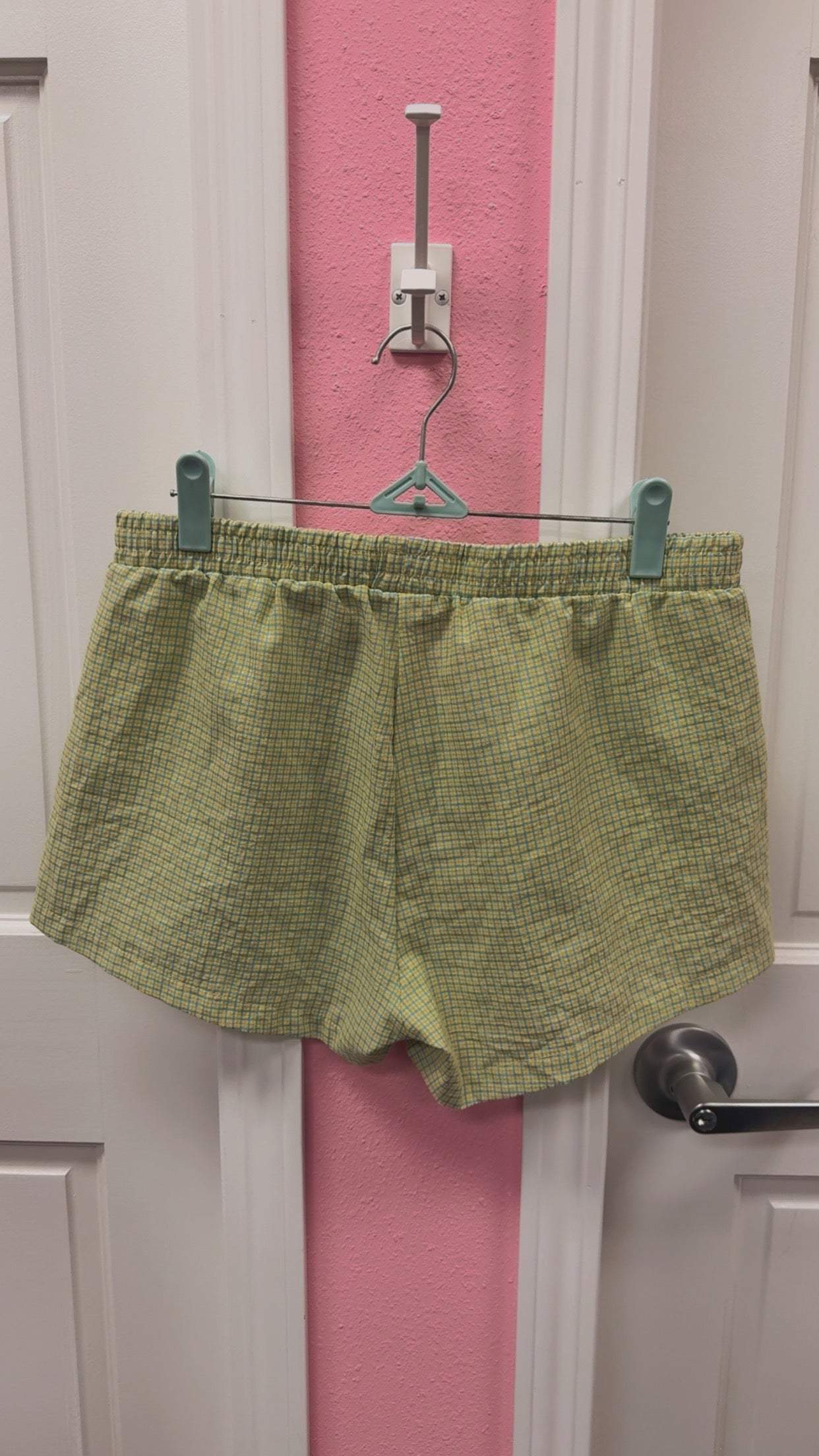 Motel NWT Voir Short Popplin Gingham- Yellow Blue Size XS