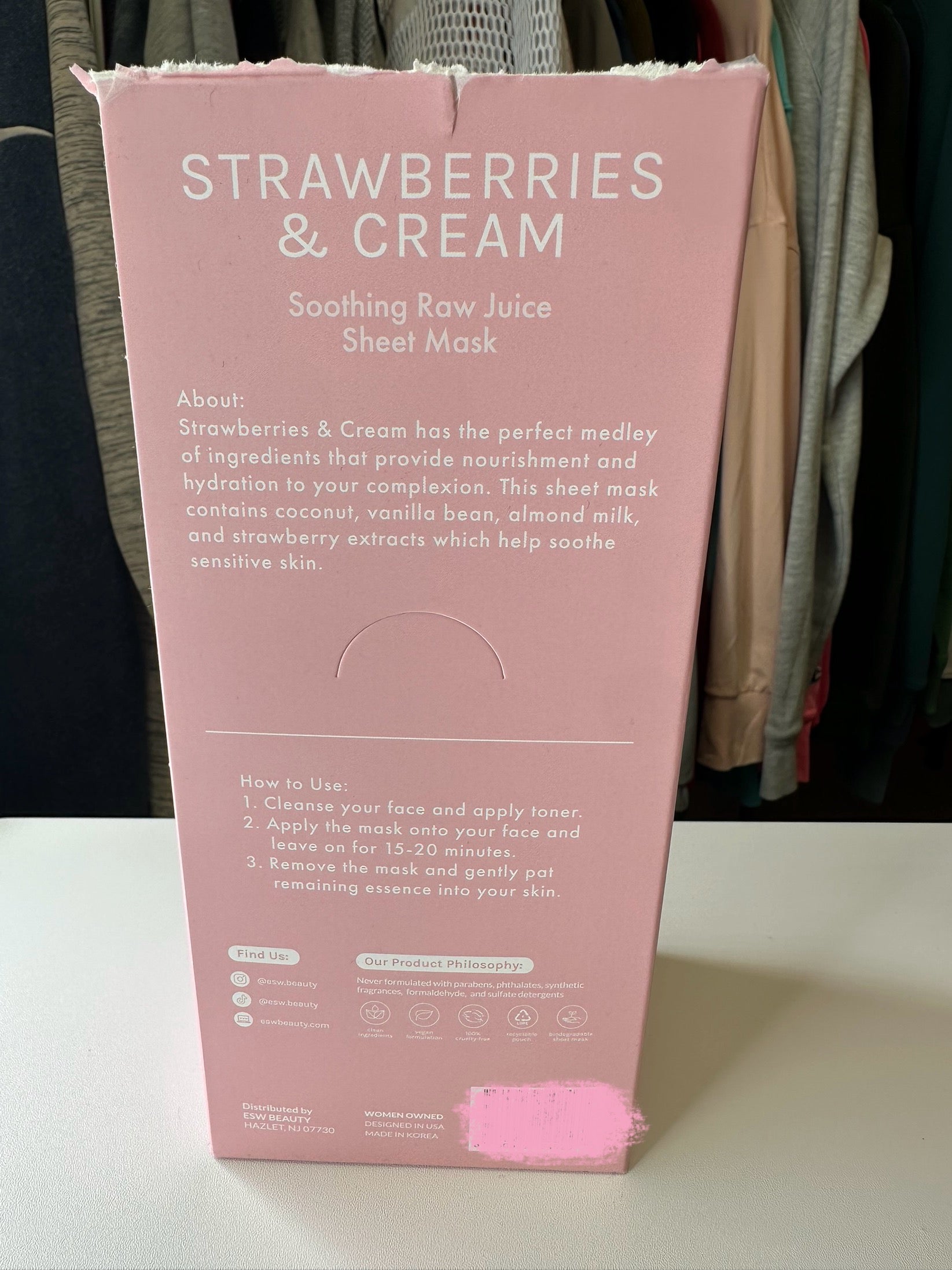 ESW Beauty Face Mask- Coconut Vanilla Bean Strawberry Almond Milk