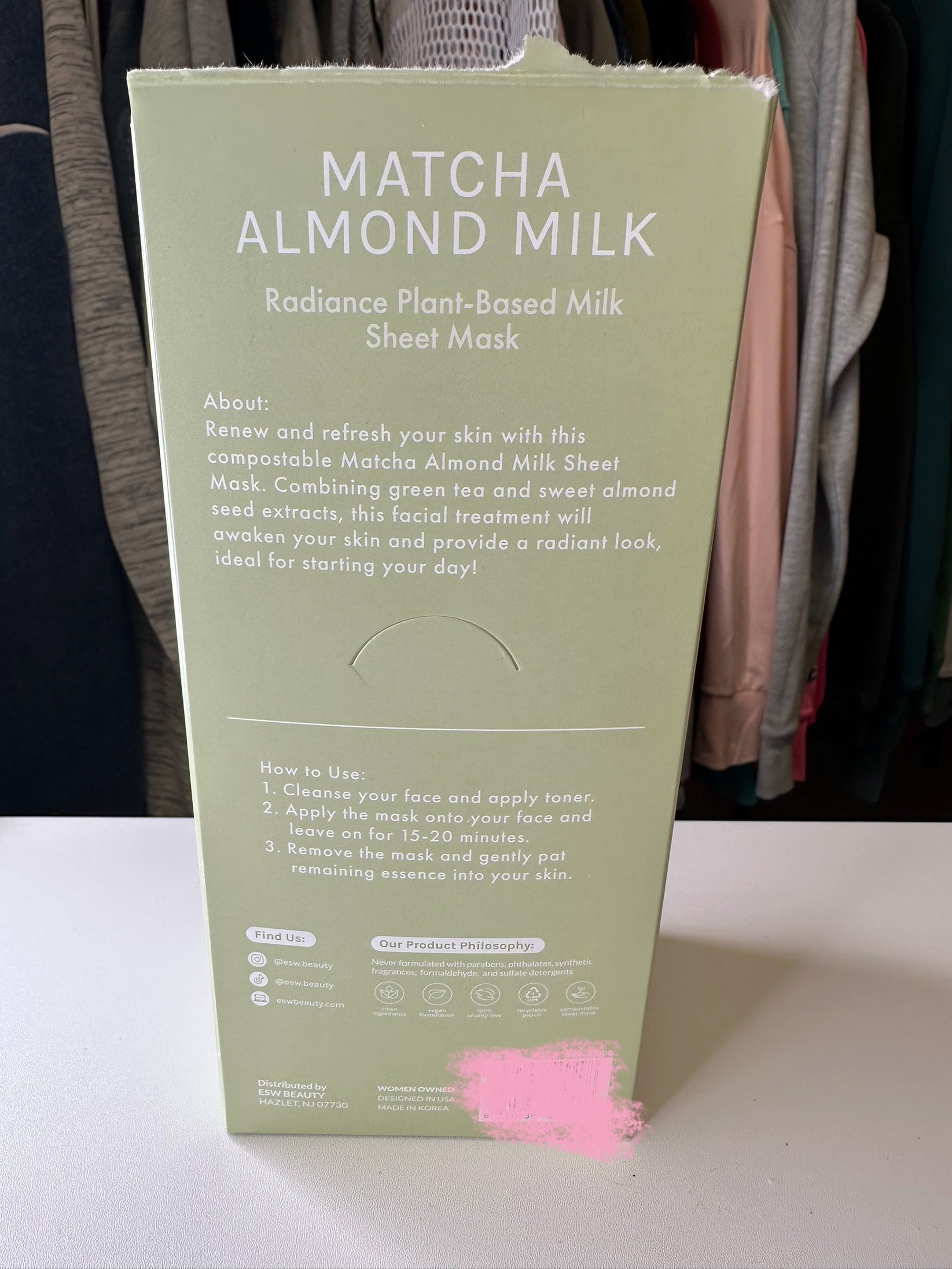 ESW Beauty Face Mask- Matcha Almond Milk